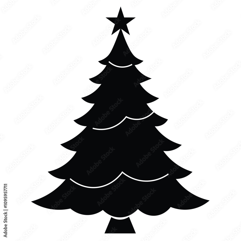 Christmas tree silhouette illustration on a white background Christmas tree silhouette illustration on a white background