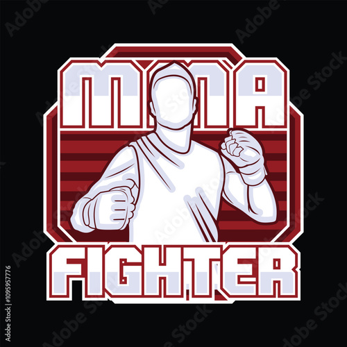 MMA Mixed Martial Arts Fighter Champion Logo Badge Vector