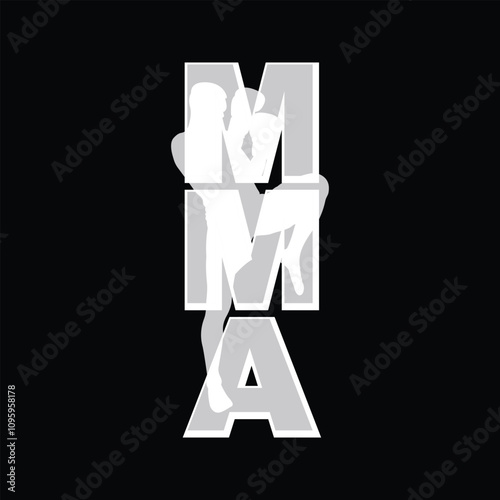 MMA Mixed Martial Arts Fighter Champion Modern Flat Logo Badge Vector