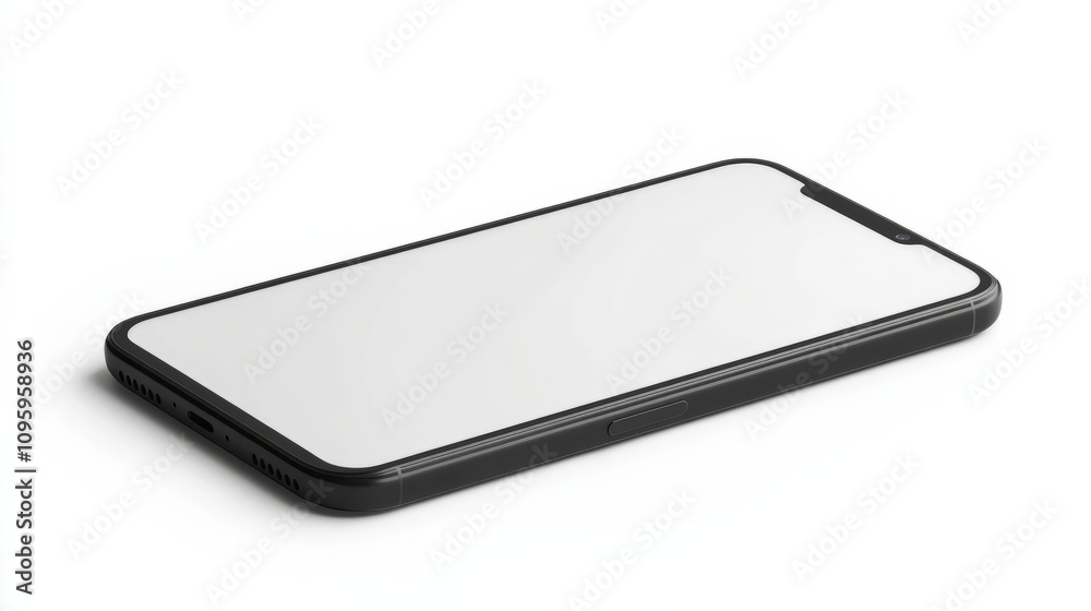A smartphone with a matte finish, blank display, isolated on white background for an app showcase A smartphone with a matte finish, blank display, isolated on white background for an app showcase