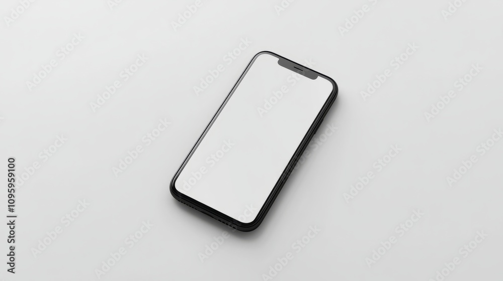 A smartphone with a minimalist design, blank display, placed on white background for clean UI A smartphone with a minimalist design, blank display, placed on white background for clean UI