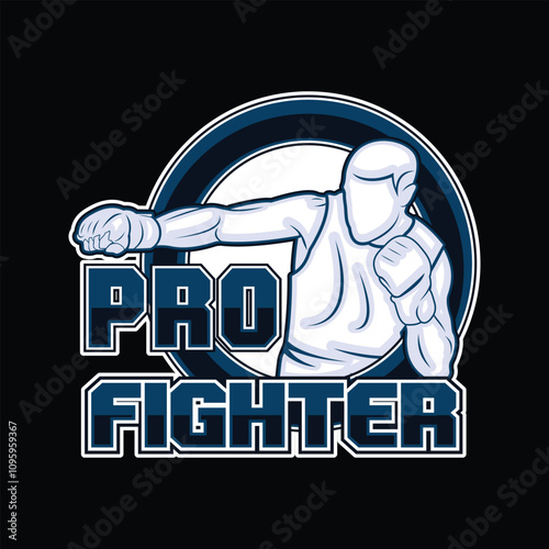 MMA Mixed Martial Arts Fighter Champion Logo Badge Vector