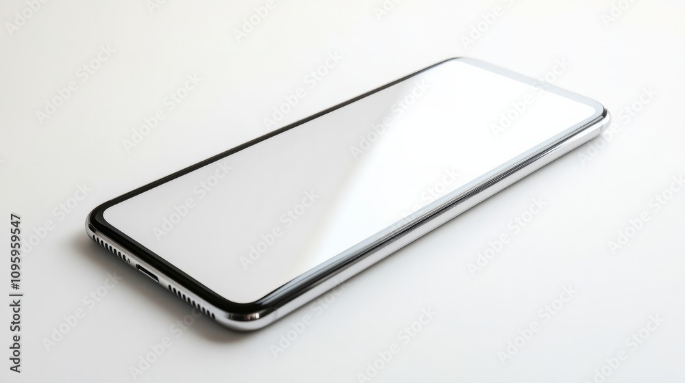 A smartphone with rounded edges, blank screen, isolated on white background for app interface mockups A smartphone with rounded edges, blank screen, isolated on white background for app interface mockups