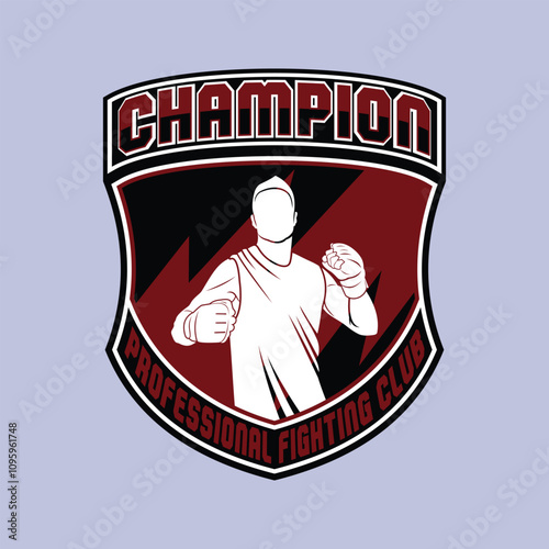MMA Mixed Martial Arts Fighter Champion Logo Badge Vector