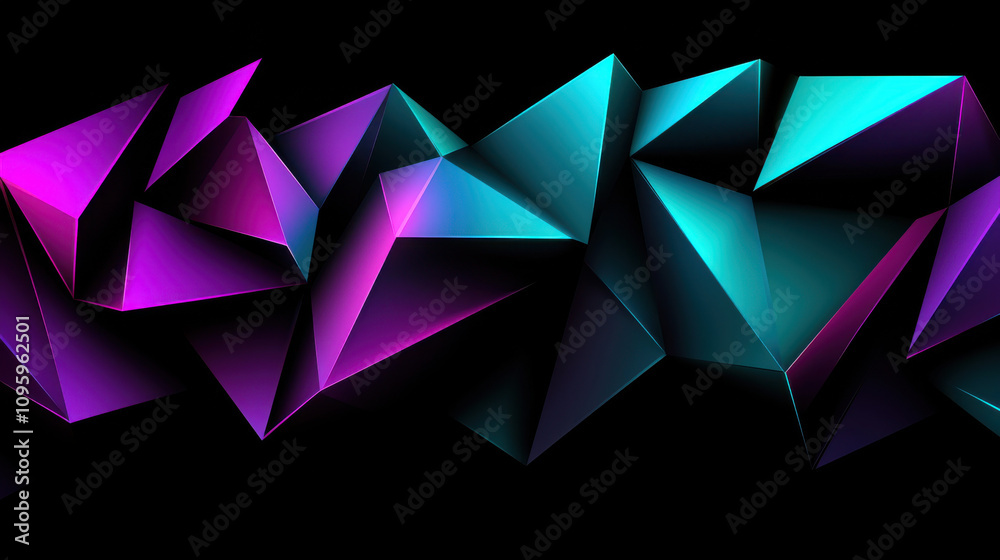 Abstract geometric shapes with vibrant colors on dark background Abstract geometric shapes with vibrant colors on dark background