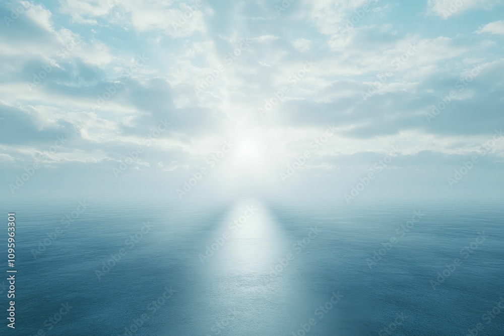 Serene ocean scene, bright sky, peaceful horizon. Serene ocean scene, bright sky, peaceful horizon.