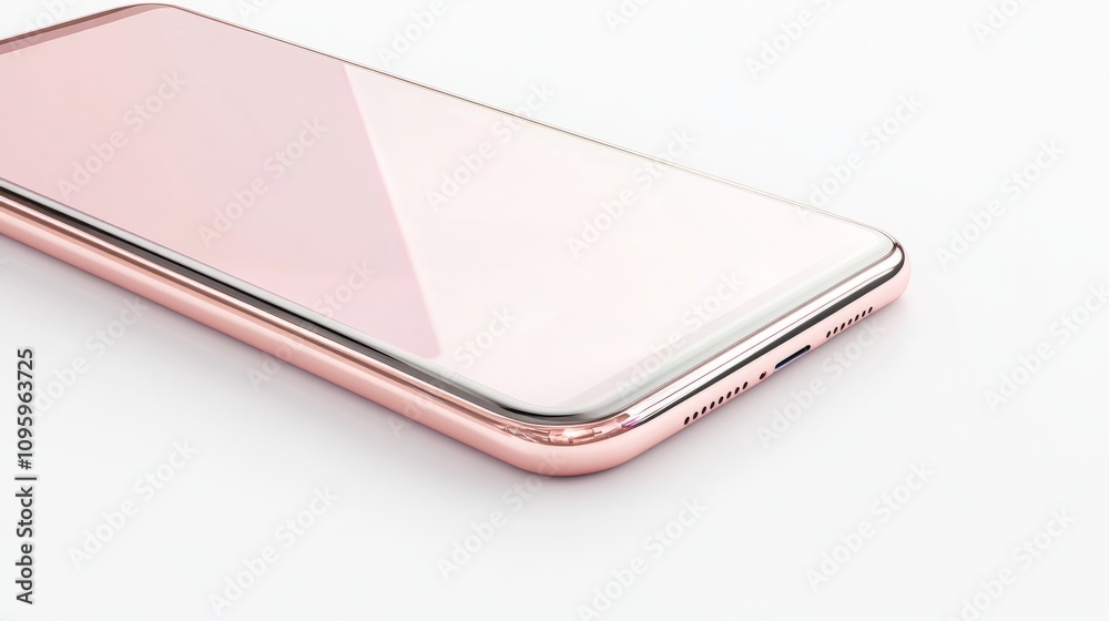 Realistic smartphone mockup in rose gold, large screen display, isolated on a white background for UX presentation Realistic smartphone mockup in rose gold, large screen display, isolated on a white background for UX presentation