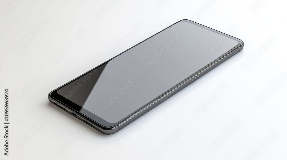 Realistic smartphone mockup in space gray, large screen, isolated on white for seamless UX presentation Realistic smartphone mockup in space gray, large screen, isolated on white for seamless UX presentation