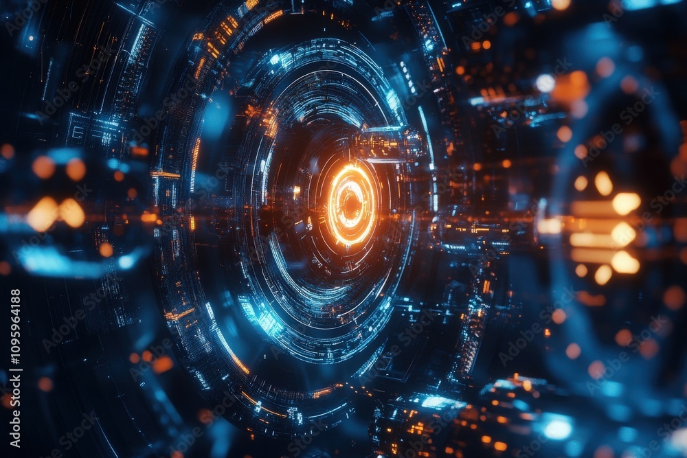 Clockwork mechanisms spinning in harmony with digital arrows, representing seamless workflow integration in business Clockwork mechanisms spinning in harmony with digital arrows, representing seamless workflow integration in business