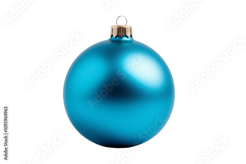 Blue christmas tree ball isolated on transparent background. Generative ai