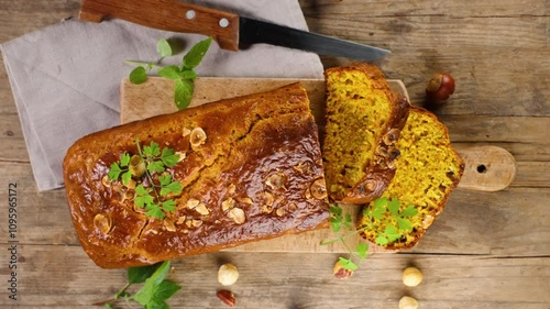 homemade cake on wooden background