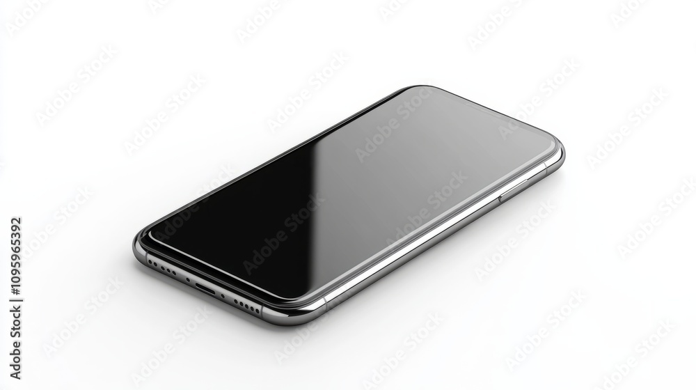 Realistic smartphone mockup with thin bezels, isolated on a white background, ready for a clean UI display Realistic smartphone mockup with thin bezels, isolated on a white background, ready for a clean UI display