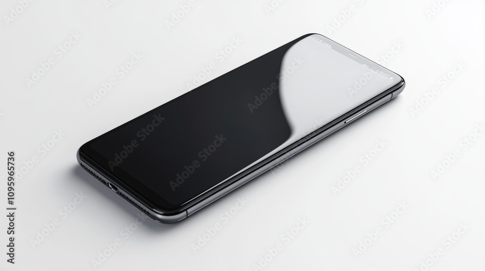 Realistic smartphone mockup with thin bezels, isolated on a white background, ready for a clean UI display Realistic smartphone mockup with thin bezels, isolated on a white background, ready for a clean UI display