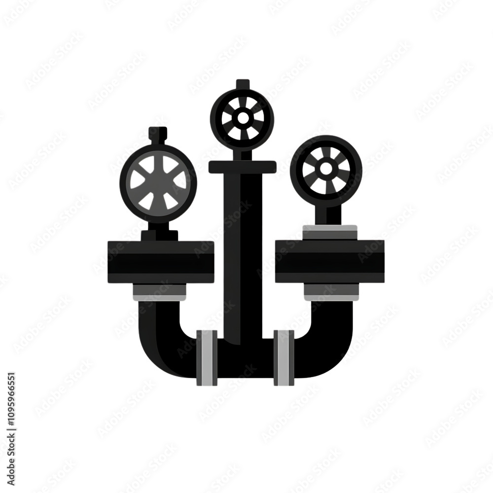Fototapeta premium Modern Industrial Valve and Pipe System Graphic