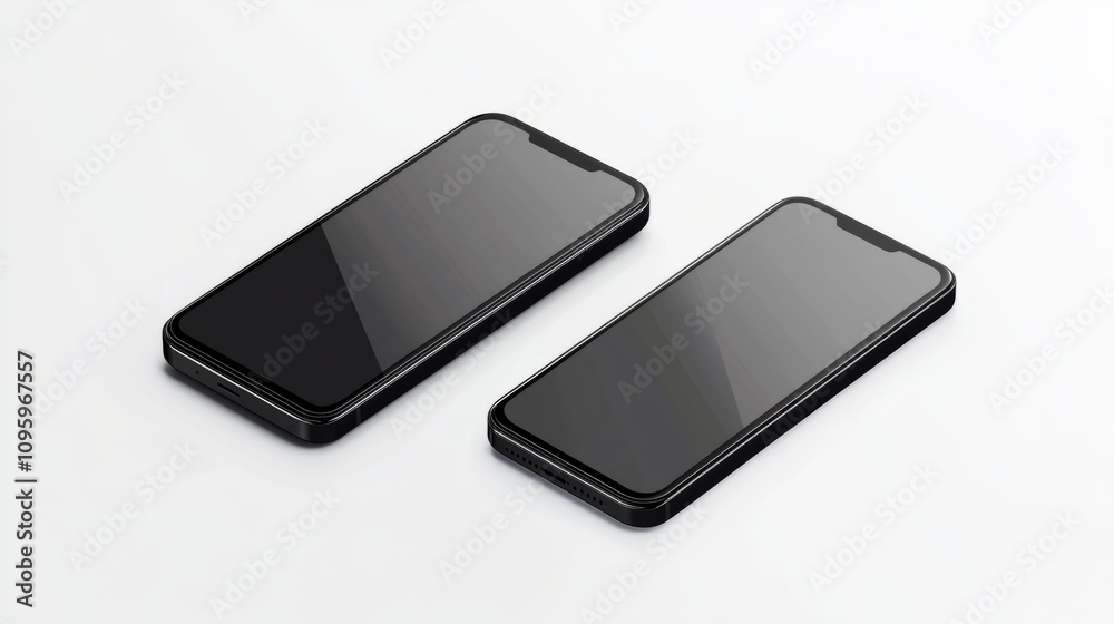Vector smartphone mockup in a sleek design, isolated on white background, ready for mobile interface presentations Vector smartphone mockup in a sleek design, isolated on white background, ready for mobile interface presentations