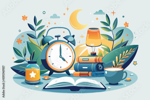 Cozy Nighttime Reading Session with Warm Drinks and Vintage Lamp