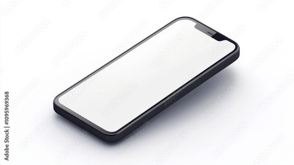 Vector smartphone with minimal bezels, blank screen, isolated on white background for mobile UI mockups Vector smartphone with minimal bezels, blank screen, isolated on white background for mobile UI mockups