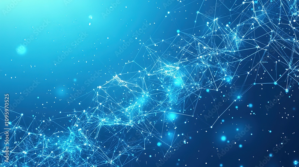 Artificial intelligence creating an ebook with polygonal design of interconnected lines and points on a blue background 8k Resolution Artificial intelligence creating an ebook with polygonal design of interconnected lines and points on a blue background 8k Resolution