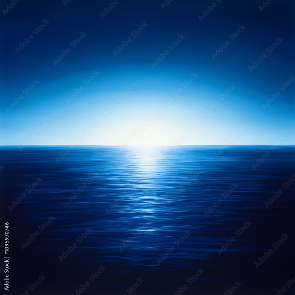 Serene ocean view with a tranquil horizon under a stunning blue gradient sky. Serene ocean view with a tranquil horizon under a stunning blue gradient sky.