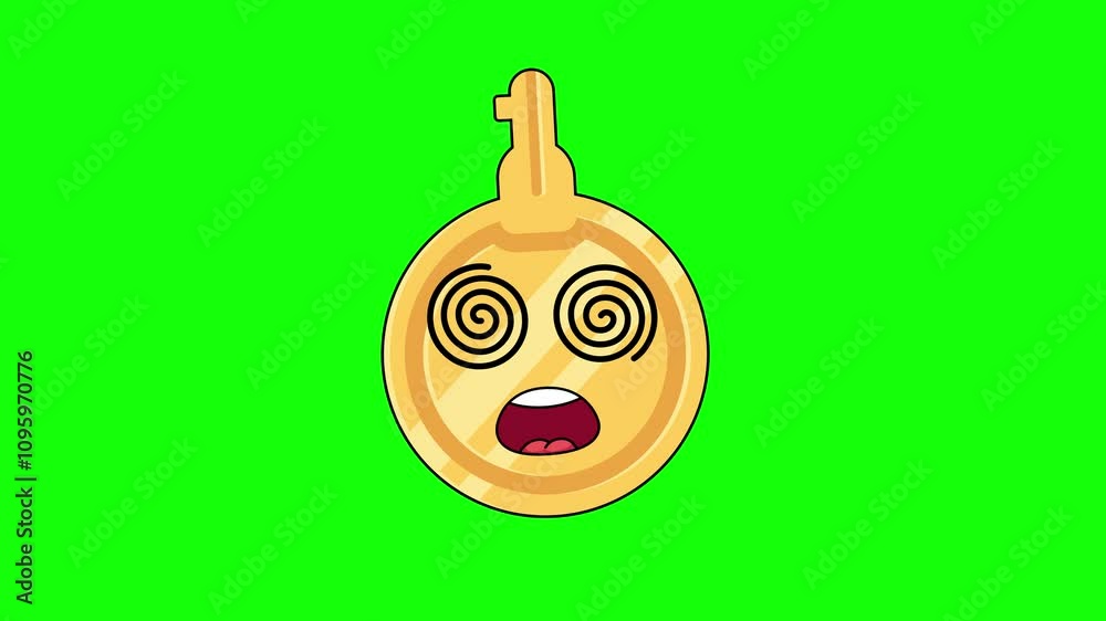 Frowning face animation of key emoticon emoji