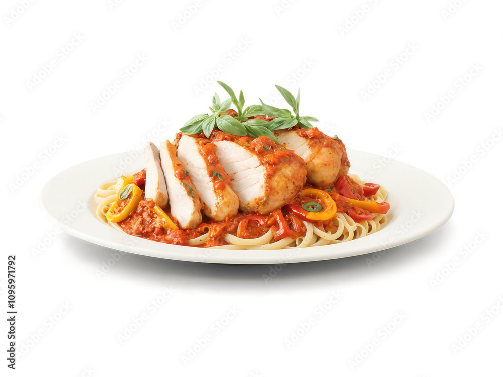 Chicken Cacciatore Chicken thighs simmered in a savory tomato sauce with onions, bell peppers, garlic, and herbs, served with past Chicken Cacciatore Chicken thighs simmered in a savory tomato sauce with onions, bell peppers, garlic, and herbs, served with past