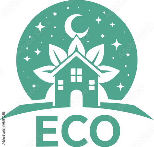 Eco House logo concept blue template vector illustration generated Ai