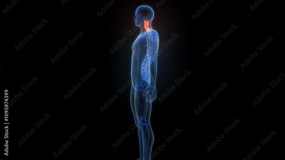 Spinal Cord Vertebral Column Cervical Vertebrae of Human Skeleton System Anatomy Animation Concept Spinal Cord Vertebral Column Cervical Vertebrae of Human Skeleton System Anatomy Animation Concept