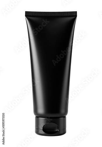 Black cosmetic tube, blank cosmetic product branding mockup, face wash tube, cream tube isolated on white