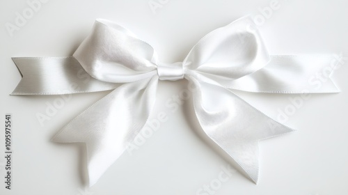 White ribbon bow isolated on white