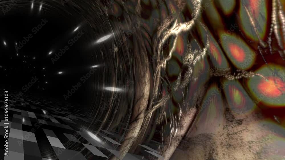 Abstract Eye Tunnel Animation with Checkered Floor: A Surreal Dreamlike Journey into the Subconscious Abstract Eye Tunnel Animation with Checkered Floor: A Surreal Dreamlike Journey into the Subconscious