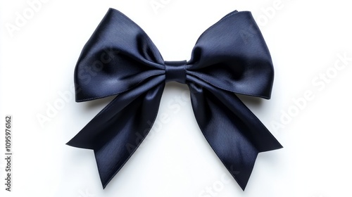 Dark bule ribbon bow isolated on white