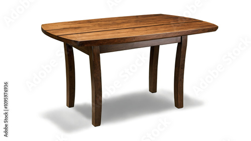 Curved Wooden Dining Table Isolated
 photo