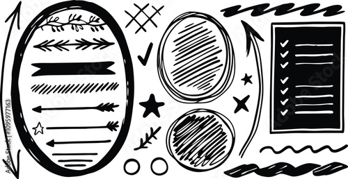 Brush strokes text boxes Vector paintbrush set