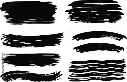Brush strokes text boxes Vector paintbrush set