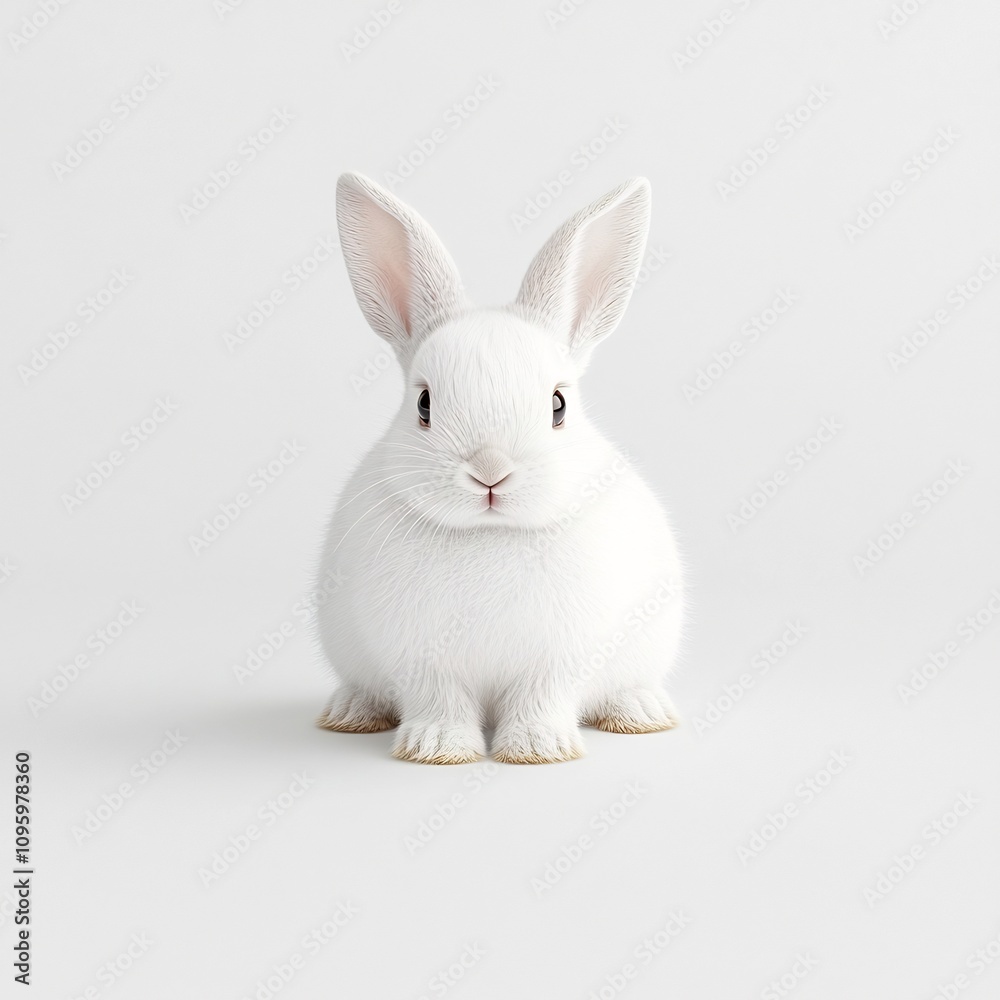 Macro Shot of a Cute Fluffy White Rabbit on Clean Background Macro Shot of a Cute Fluffy White Rabbit on Clean Background