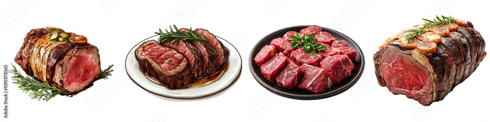 Roast beef isolated on white background. Collection PNG. Roast beef isolated on white background. Collection PNG.
