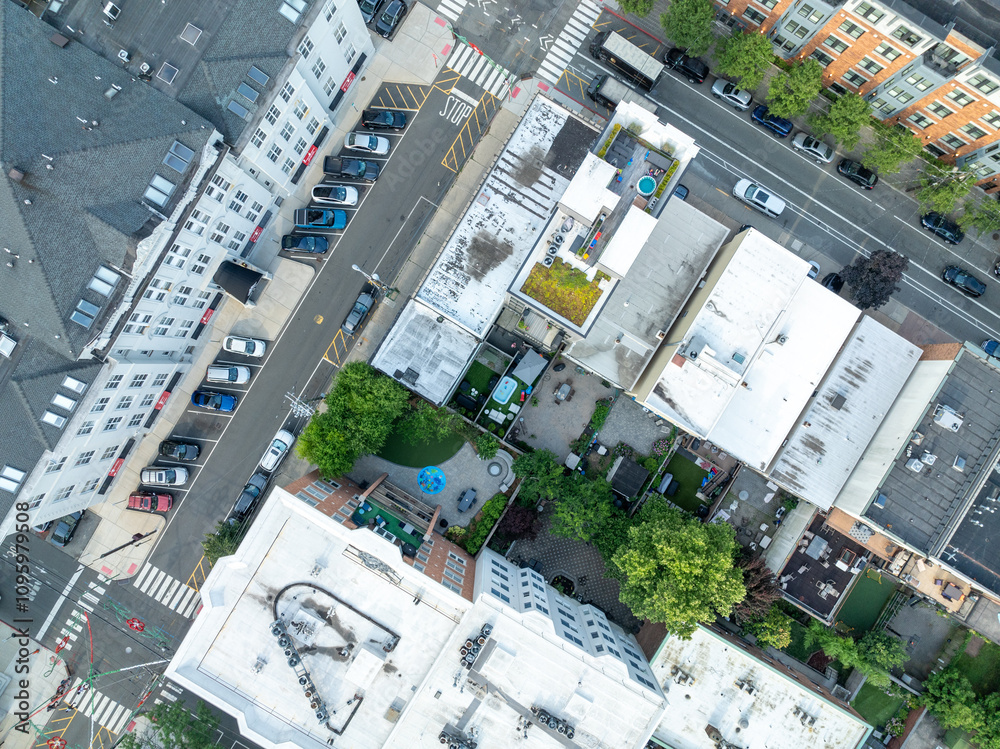 Fototapeta premium Aerial View of Hoboken and New Jersey Skyline on the background