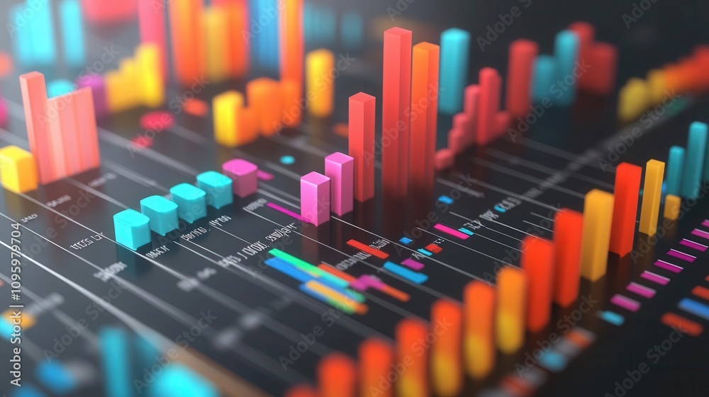 Target audience demographics related to keywords, age and interest graphs, vibrant style, 3D illustration Target audience demographics related to keywords, age and interest graphs, vibrant style, 3D illustration