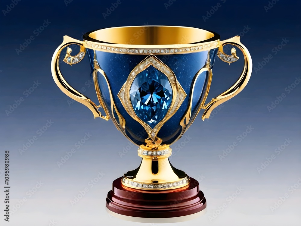 Fototapeta premium : Elegant Gold and Blue Crystal Trophy