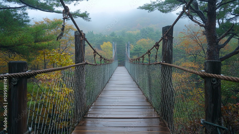 suspension bridge in the forest suspension bridge in the forest