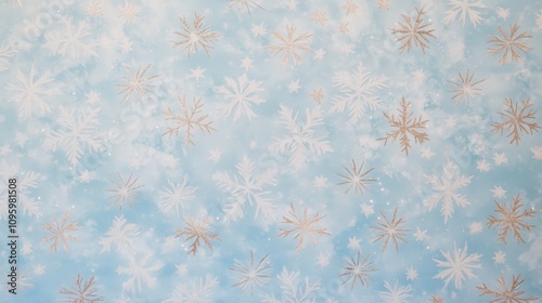 Icy Blue Background with Frosty Snowflakes