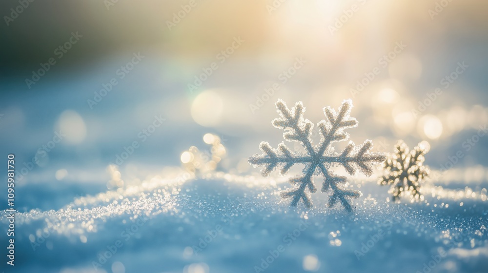 Icy Blue Background with Frosty Snowflakes