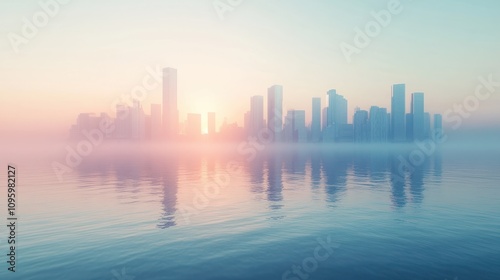 A Tranquil Futuristic Cityscape at Dawn