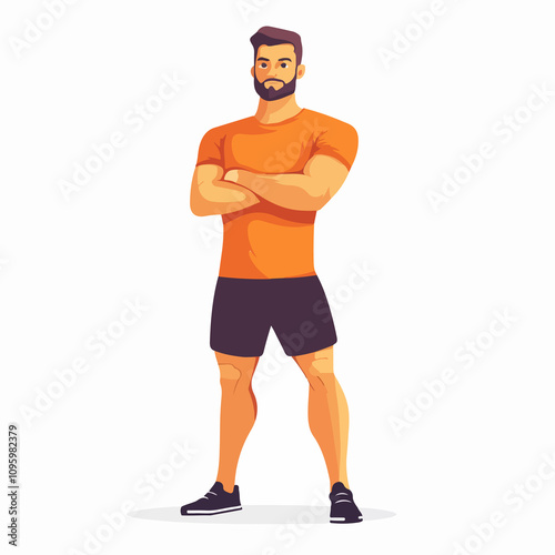 Athletic Man Character in Fitness Sport Vector Illustration