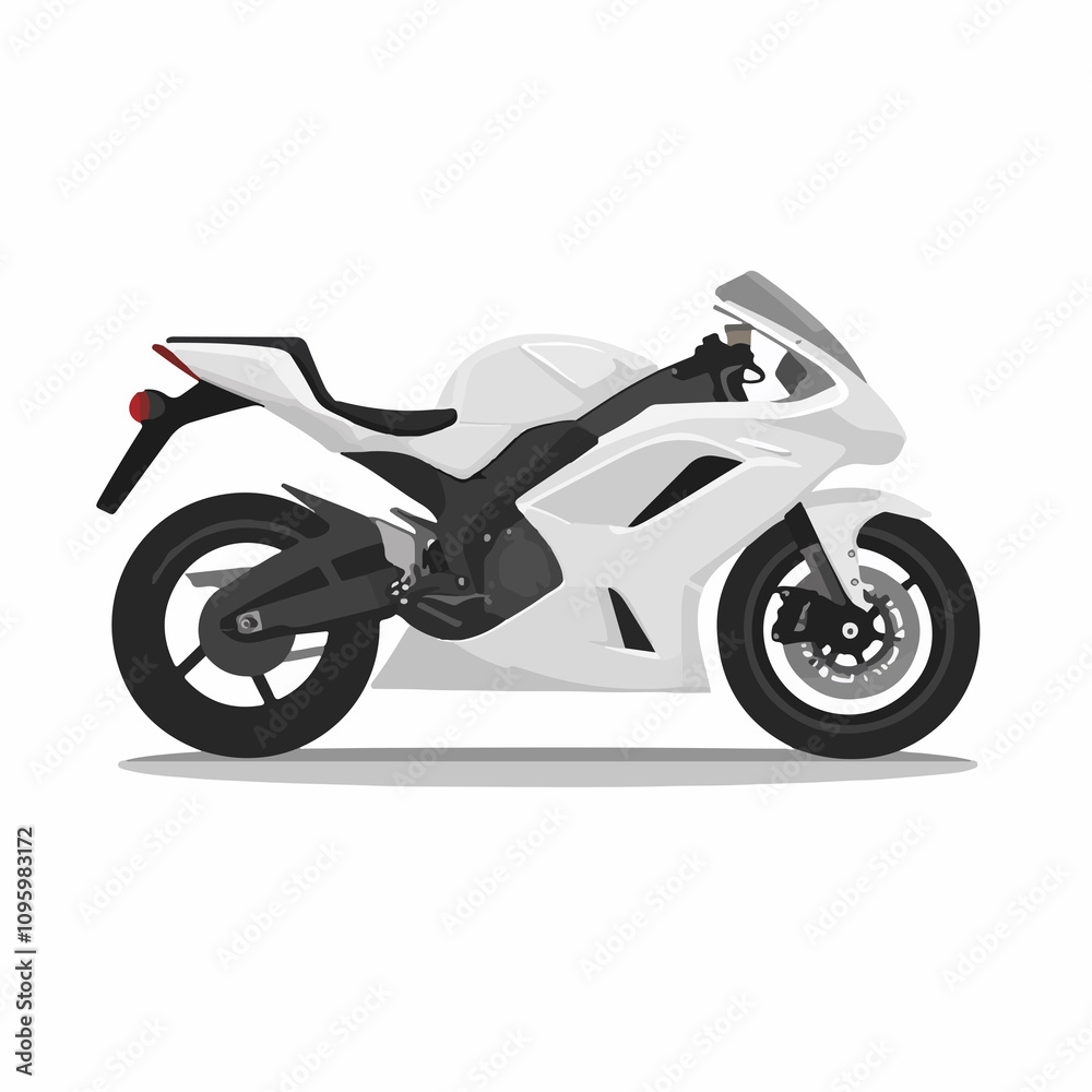 Flat Motorcycle Vector Illustration with Shadow - Professional Quality Image for Graphic Design Projects