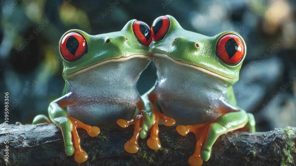 Nature scene playful red-eyed tree frogs rainforest wildlife photography close-up animal behavior conservation awareness Nature scene playful red-eyed tree frogs rainforest wildlife photography close-up animal behavior conservation awareness