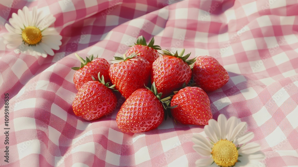 Strawberry Garden Tart Fresh strawberries arranged on a pink checkered cloth, surrounded by daisies, embodying a vibrant and inviting summer picnic scene. Strawberry Garden Tart Fresh strawberries arranged on a pink checkered cloth, surrounded by daisies, embodying a vibrant and inviting summer picnic scene.