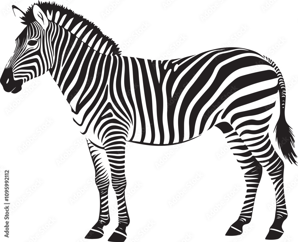 Fototapeta premium Zebra vector illustration silhouette transprant background