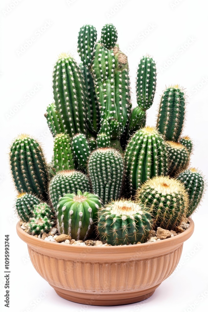 Cactus assortment in terracotta pot. Cactus assortment in terracotta pot.