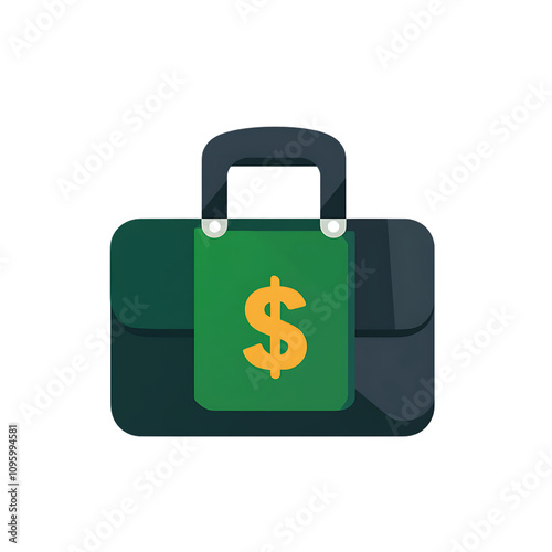 Green Briefcase with Dollar Symbol Illustration